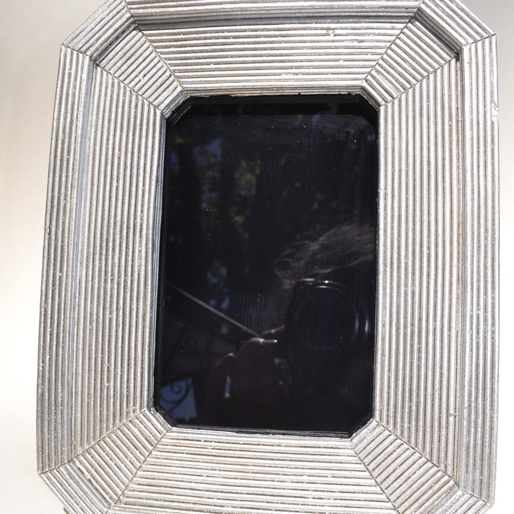 antique look easel back silver art deco scrying Divination black mirror (32)